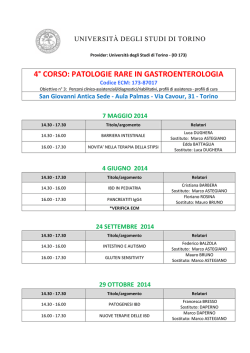 Programma - Scuola di Medicina - Universit&agrave; degli Studi di Torino