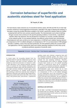 Comportamento a corrosione di acciai superferritici ed