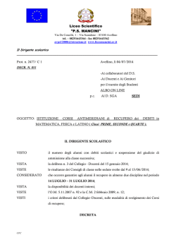 DECR. 851_ Istituz. Corsi recuperi 2&deg; quadr.