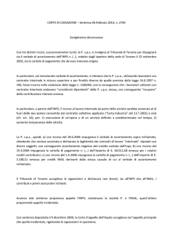 CORTE DI CASSAZIONE &ndash; Sentenza 06 febbraio 2014, n. 2763