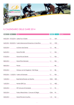 IL CALENDARIO DELLE GARE 2014