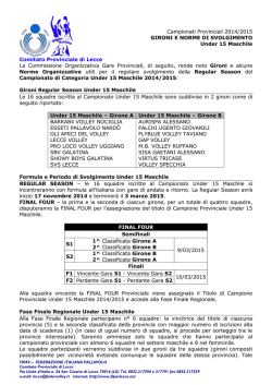 Norme di Svolgimento Under 15 Maschile - FIPAV