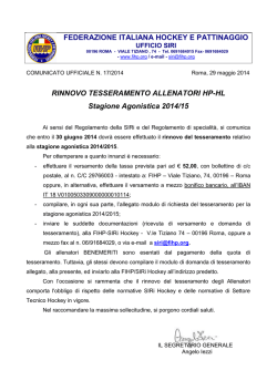 Comunicato rinnovo allenatori HP e HiL 2014/2015