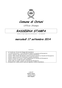 Comune di Ostuni RASSEGNA STAMPA