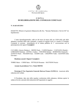 copia di deliberazione del consiglio comunale