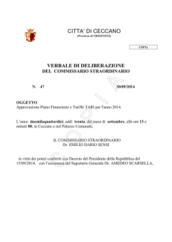 Piano Finanziario ed Aliquote TARI anno 2014