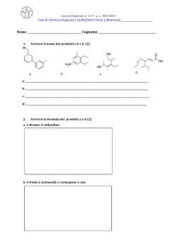 Test di Chimica Organica I 16/04/2014 Form E