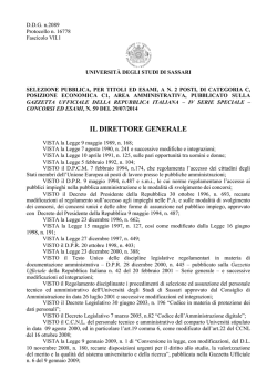 Bando - Universit&agrave; degli Studi di Sassari