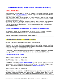 offerte lavoro 30.10.2014 - Informagiovani Recanati