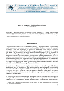 1 Spunti per una politica di solidariet&agrave; generazionale di Luciano