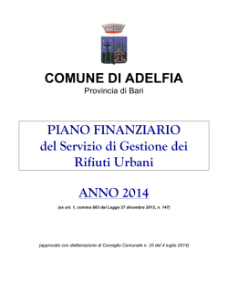 PIANO FINANZIARIO del Servizio di Gestione dei Rifiuti Urbani