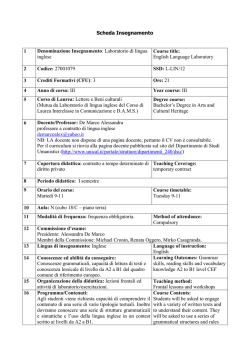 Laboratorio di lingua inglese - Corso di Laurea interclasse in Lettere