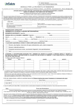 Modulo richiesta rimborso Unisalute