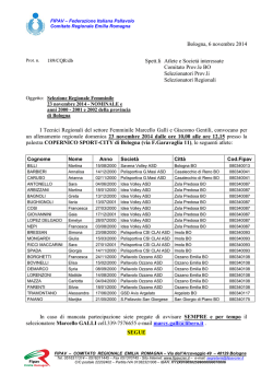 Selezione ER Femminile 23-11 Nominale di Bologna