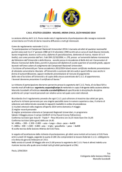 Il regolamento di partecipazione ai CNU del CUS Pavia