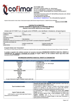 CO.FI.MAR. SPA CONTRATTO DI PRESTITO CONTRO