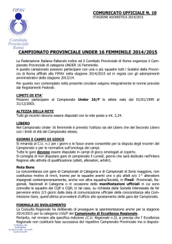 indizione under 16 femminile 2014-2015 - Fipav