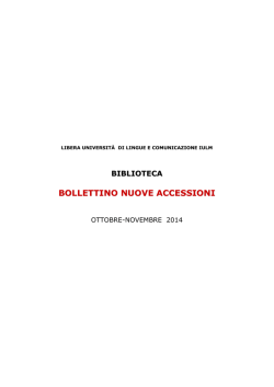 BOLLETTINO NUOVE ACCESSIONI