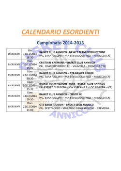 esordienti CALENDARIO bca - Basket Team Pizzighettone