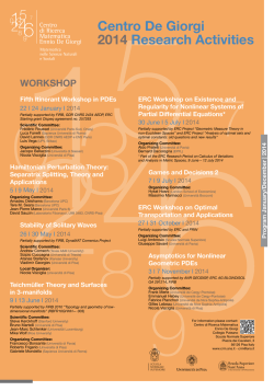 2014 CRM Workshop - Centro di Ricerca Matematica Ennio De Giorgi