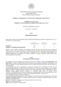 Bando ammissione Farmacia -CTF 2014-2015 F.to