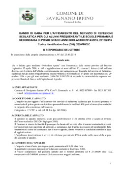 Bando Refezione Scolastica 2014