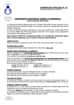 Indizione UNDER 13 Femminile 2014/15