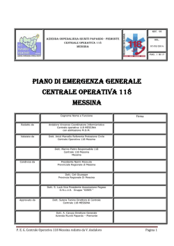 Piano di Emergenza Generale Centrale Operativa 118 Messina