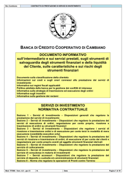 Informativa preventiva alla prestazione dei servizi di investimento