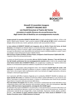 Gioved&igrave; 13 novembre inaugura BOOKCITY MILANO 2014 con David