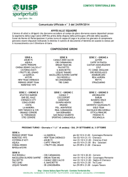 COMITATO TERRITORIALE BRA Comunicato Ufficiale n&deg; 3