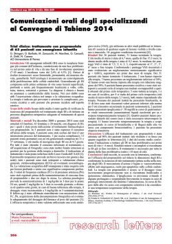Comunicazioni orali degli specializzandi al Convegno di