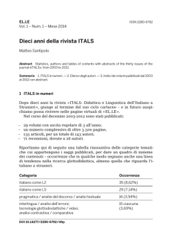 Dieci anni della rivista ITALS