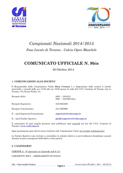Comunicato Ufficiale CSI - CSI Comitato di Teramo
