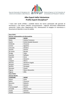 Albo Esperti della Valutazione Profilo Esperti Disciplinari*