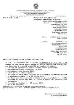 CONV. CONSIGLIO ISTITUTO - Istituto Comprensivo Don Bosco
