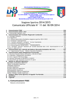 Comunicato Ufficiale N° 11 del 18/09/2014