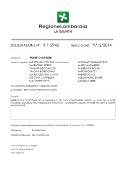 DELIBERAZIONE N&deg; X / 2942 Seduta del 19/12/2014