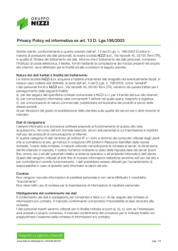 Privacy Policy ed informativa ex art. 13 D. Lgs.196/2003