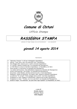 Comune di Ostuni RASSEGNA STAMPA