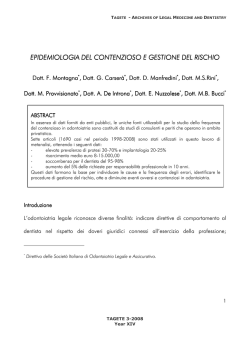 EPIDEMIOLOGIA DEL CONTENZIOSO E GESTIONE