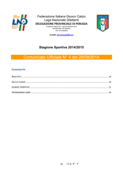 Comunicato Ufficiale N&deg; 4 del 26/09/2014