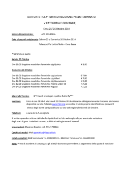 dati sintetici 2&deg; torneo regionale predeterminato v