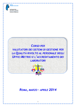 corso per valutatori dei sistemi di gestione per la qualit&agrave; rivolto al