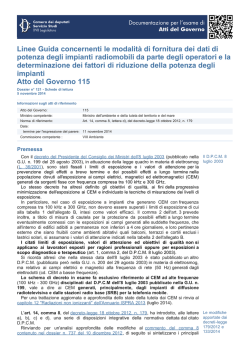 Linee Guida concernenti le modalit&agrave; di fornitura dei dati di potenza