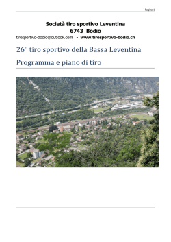 26° tiro sportivo della Bassa Leventina Programma e piano di tiro