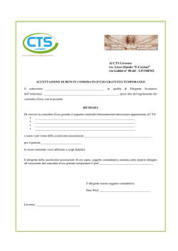 Al CTS Livorno c/o. Liceo Statale &ldquo;F.Cecioni&rdquo; via Galilei n&deg; 58
