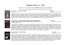 Bollettino novit&agrave; n.1 - 2014
