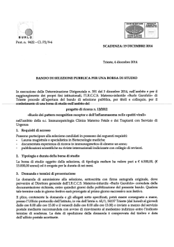 Prot. n. 9422 — Ci. P2/9-6 SCADENZA: 19 DICEMBRE 2014 Trieste