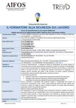 IL FORMATORE ALLA SICUREZZA SUL LAVORO